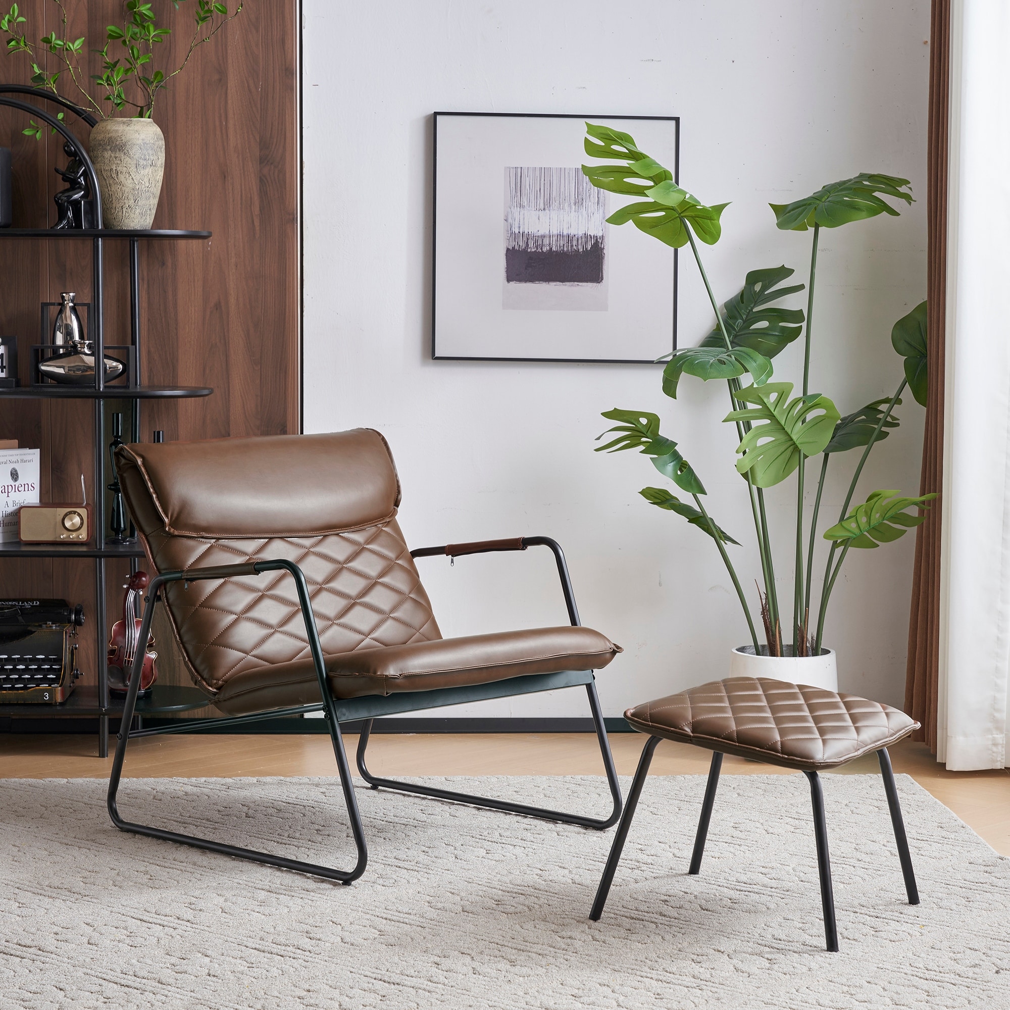 Ottoman Leather Look Accent Chair Faux Leather Accent Chair For