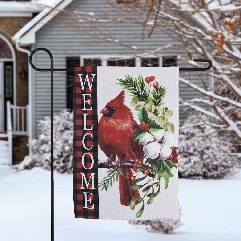 Cardinal "Welcome" Outdoor Christmas Garden Flag - 18" x 12.5" - 18" x 12.5"