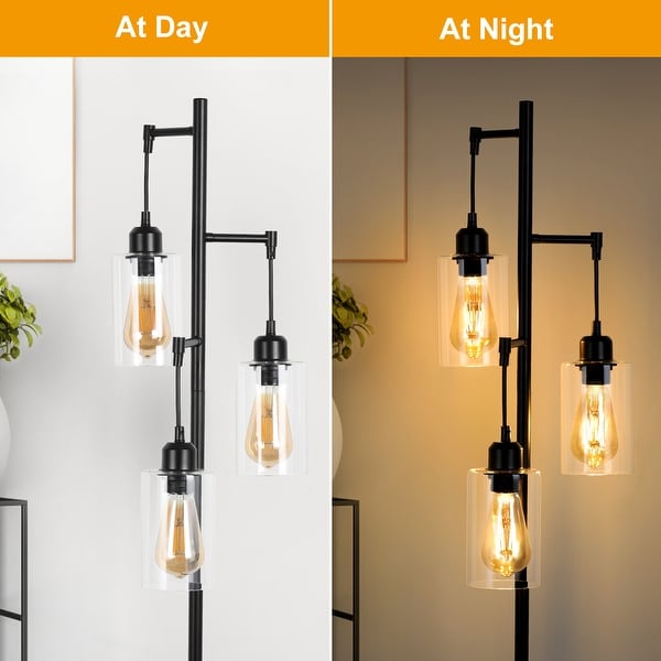 Tree Floor Lamp with 3 Hanging Bubble Glass Shade Black On Sale Bed Bath Beyond 37250891