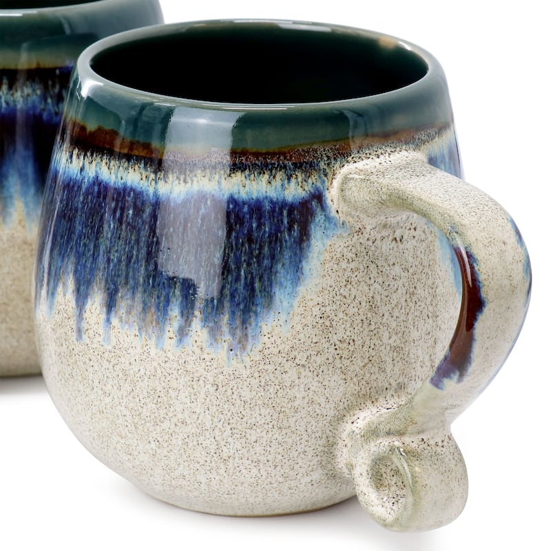 Meritage Lexington 4 Piece 20 Ounce Stoneware Two Tone Mug Set in Blue Multi