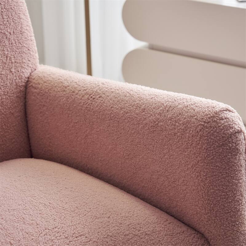 Teddy Fabric Nursery Rocking Chair With Adjustable Footrest