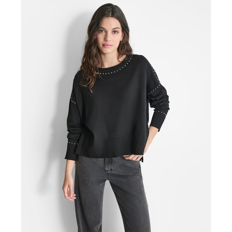 DKNY Studded Crewneck Sweater