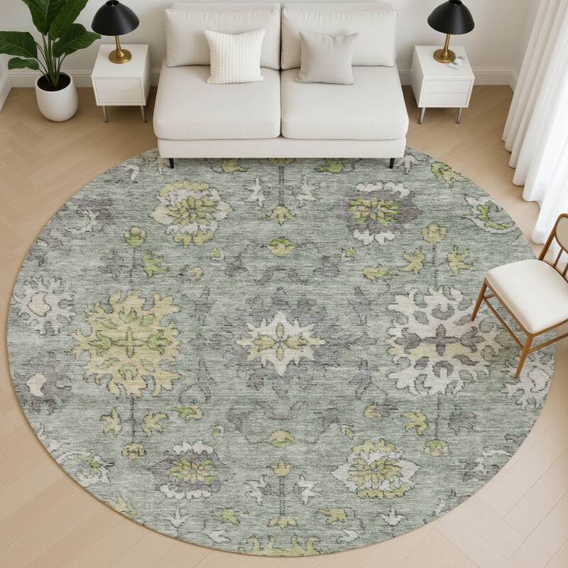 Premium Washable Super Soft Traditional Caply Mayfield Rug - Sage - 8' x 8'