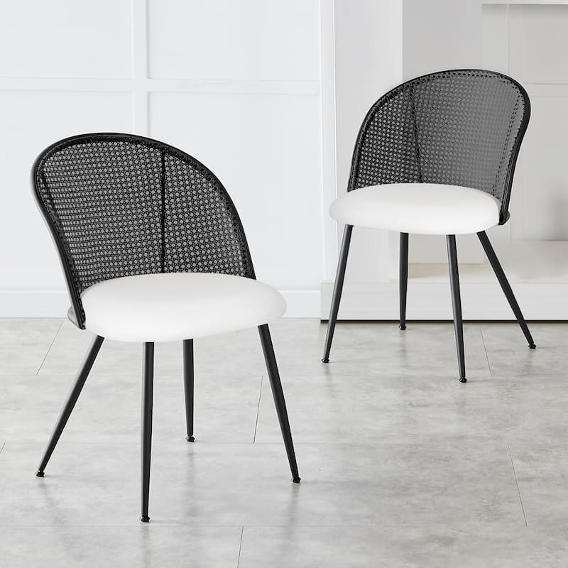 Modern Upholstered Rattan Dining Chairs Set of 2/4