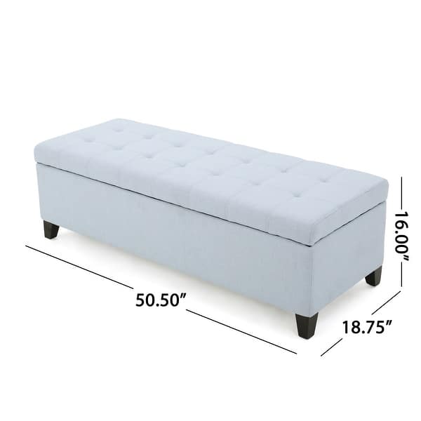dimension image slide 4 of 9, Mission Tufted Fabric Storage Ottoman Bench by Christopher Knight Home