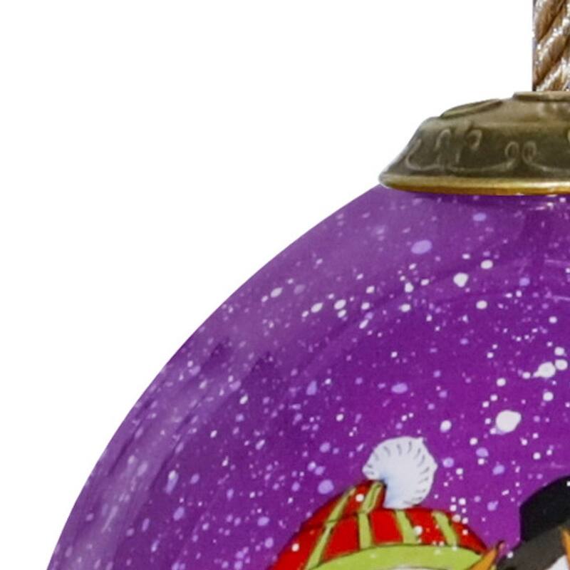 Amore Snowmen Hand Painted Mouth Blown Glass Ornament - 4.75" x 2.5" x 2.5"