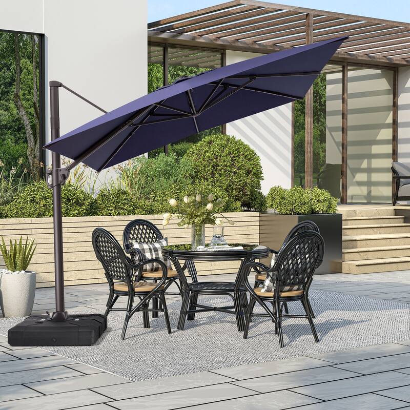VredHom Outdoor Offset Cantilever Patio Umbrella without Base - Navy Blue
