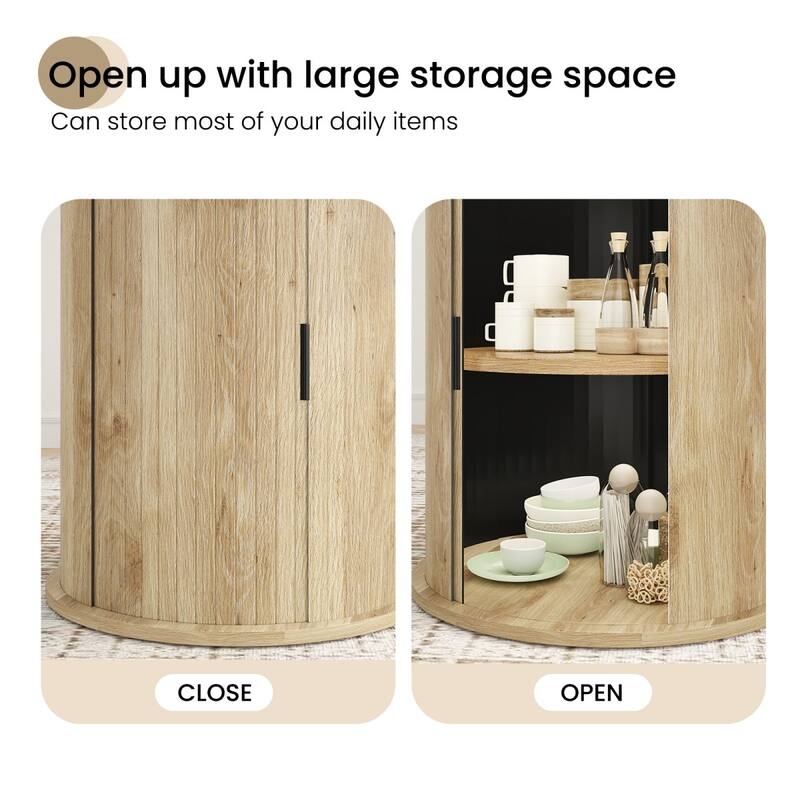 43" Modern Round Dining Table with Sturdy Metal Base and Storage