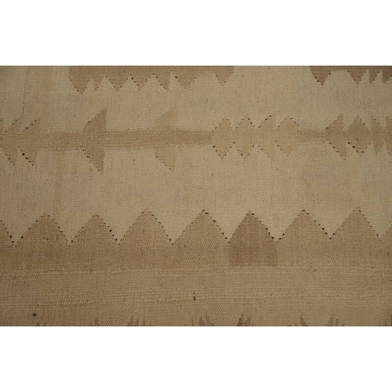 Hand Woven Oriental 100% Wool Carpet Southwestern Tribal Beige & Ivories Kilim Area Rug - 9' 1'' X 5' 9''
