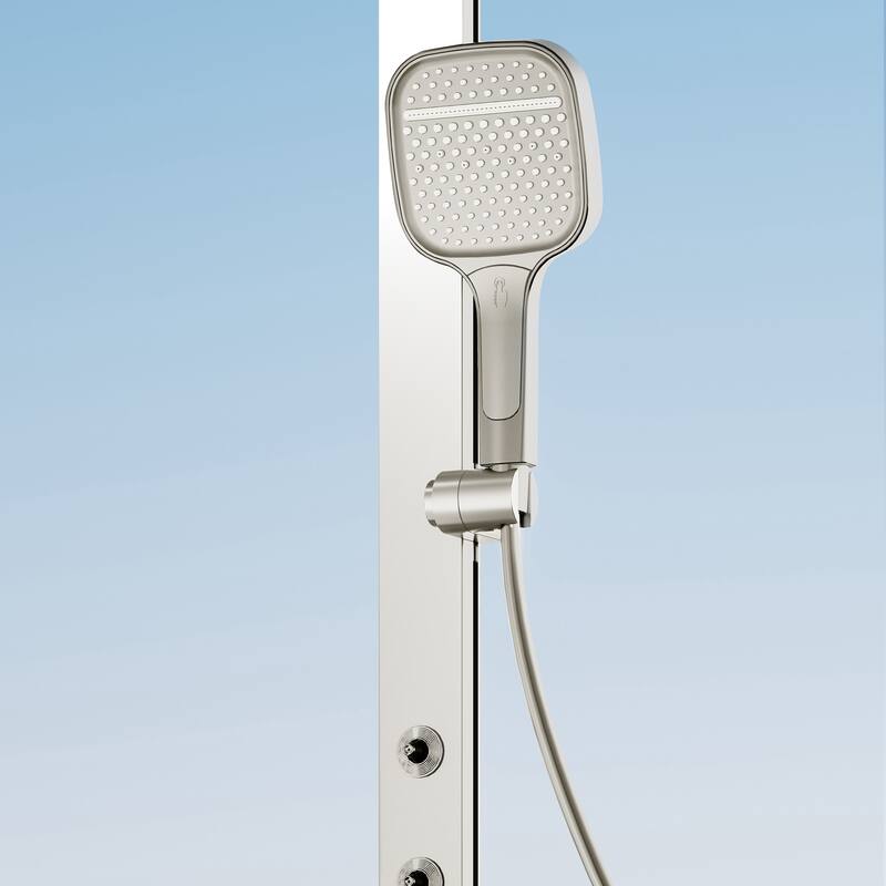 Exposed Tub and Shower Faucet with Hand Shower Brass Thermostatic Brass Wall Mount Complete Shower System with Waist Massage