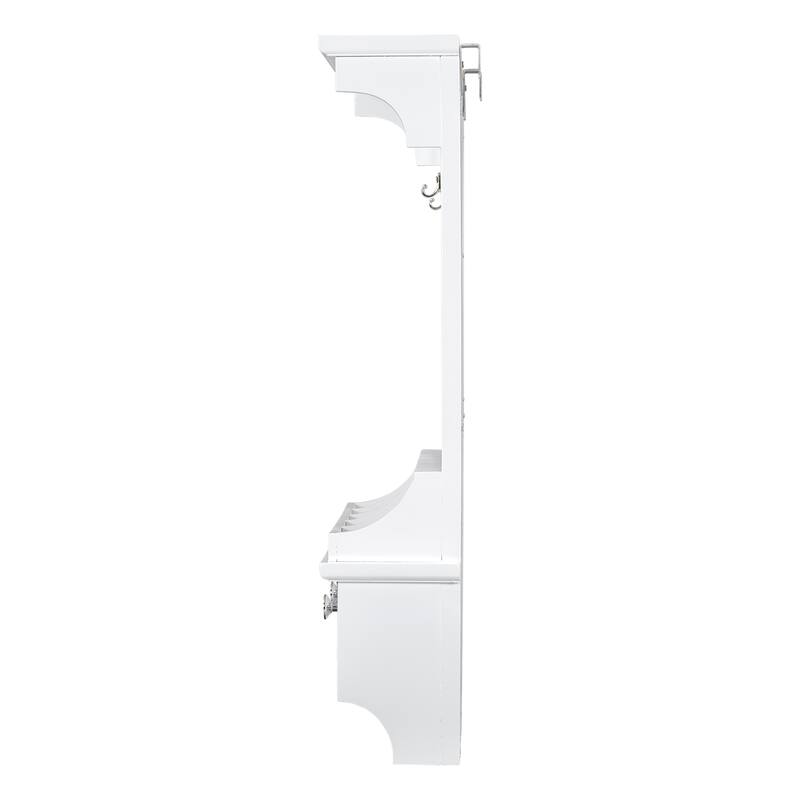 Floating Makeup Vanity with Big Mirror,Wall-Mounted Storage Vanity with Drawers,Pockets & Hooks,Space-Saving Decorative