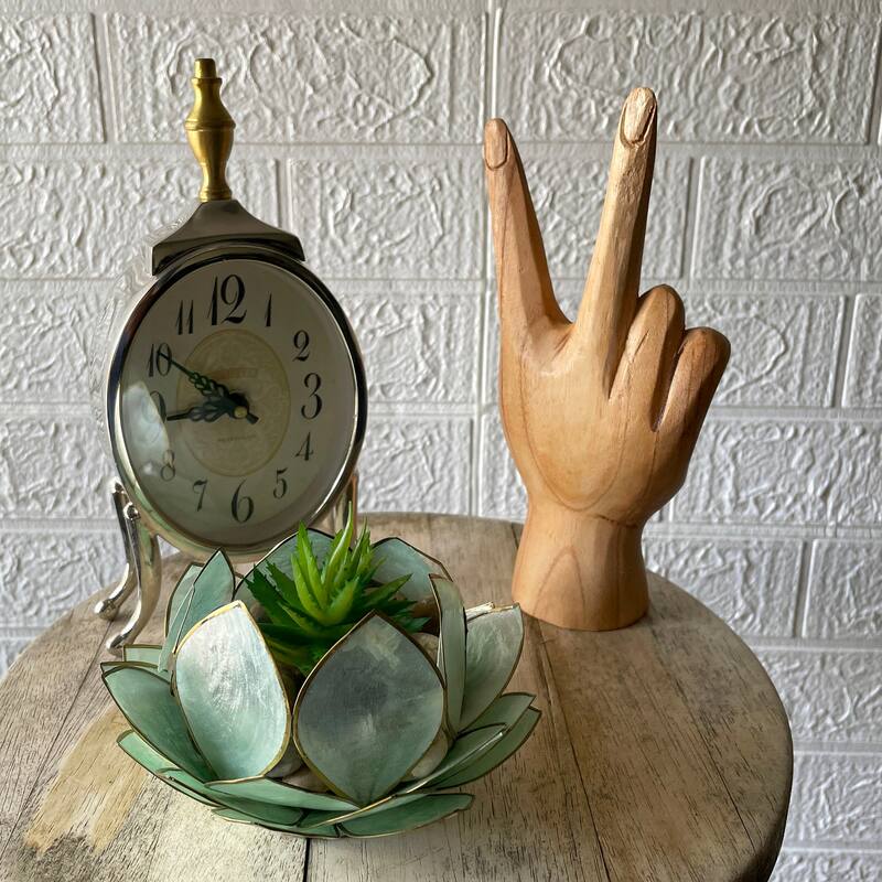 Zeckos Carved Wood Peace Sign Hand Gesture Statue - 7.75 X 3 X 2 inches