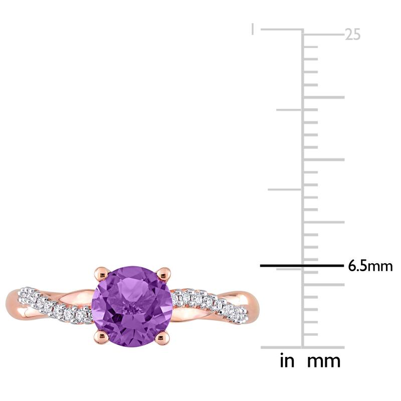 Miadora Amethyst and 1/6ct TDW Diamond Crossover Birthstone Ring in 14k Rose Gold