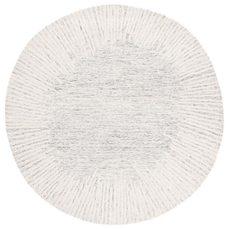 SAFAVIEH Handmade Abstract Deema Modern Wool Rug - 6' Round - Grey/Ivory - Round