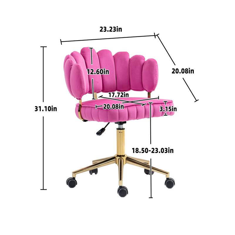 Velvet Home Office Desk Chair Modern Cute Computer Chair with Wheels Swivel Height Adjustable, for Home Office