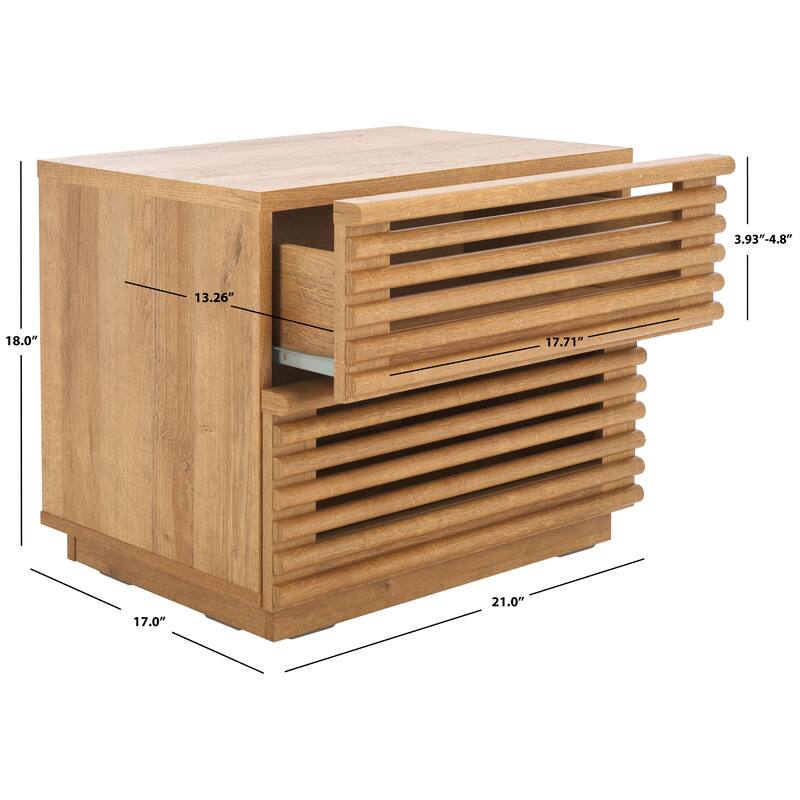 SAFAVIEH Home Averi 2 Drawer Nightstand - Rustic Oak