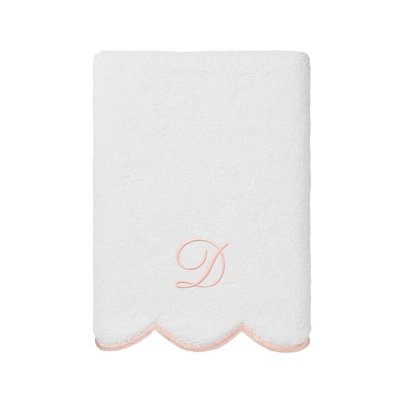 Authentic Hotel and Spa 100% Turkish Cotton Pink ADORNIA Scallop Personalized 3 Piece Towel Set - 3 Piece Set