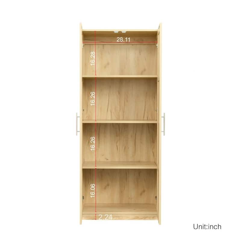 High Family Wardrobe with 2 Doors(Natural and White without Drawers)