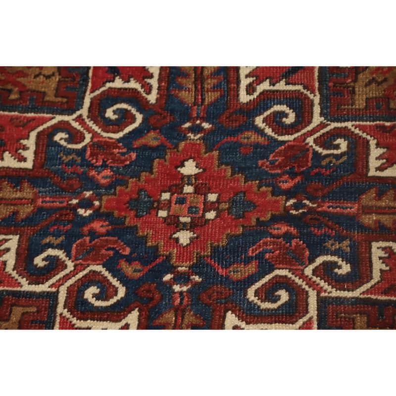 Hand Knotted Oriental 100% Wool Carpet Traditional Medallion Oranges & Rust Heriz Area Rug - 9' 5'' X 7' 2''