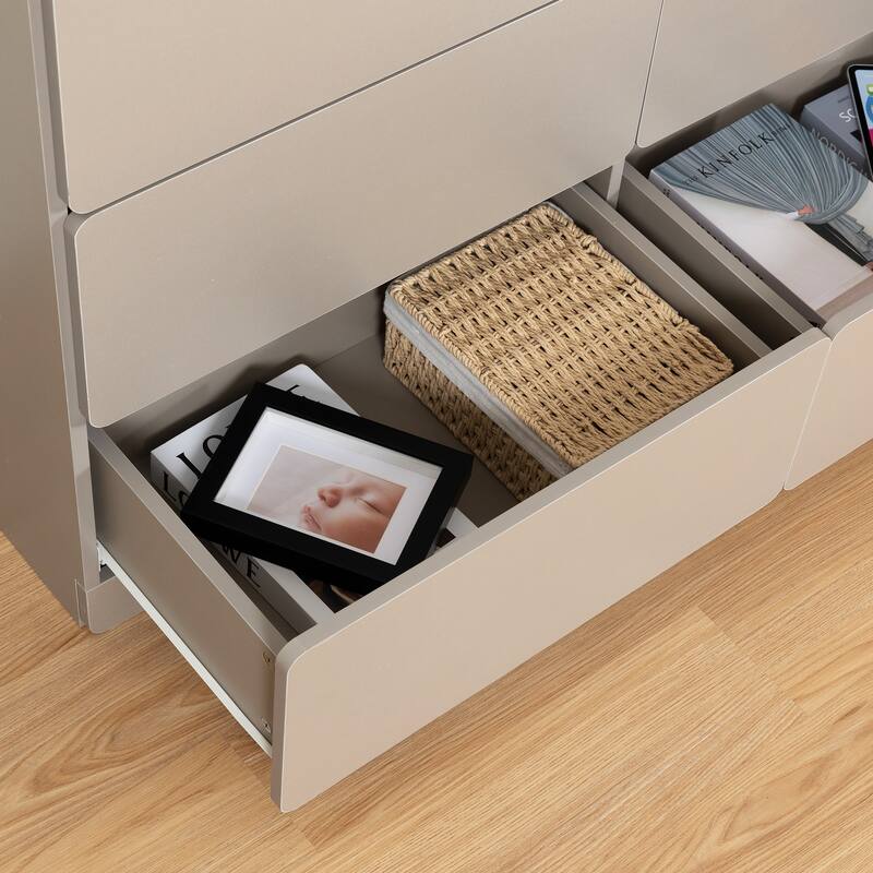 6-Drawer 47 in. W Dresser Chest of Drawers,Buffet Server Console Table Storge Cabinets,Accent Storage Cabinets No Handle