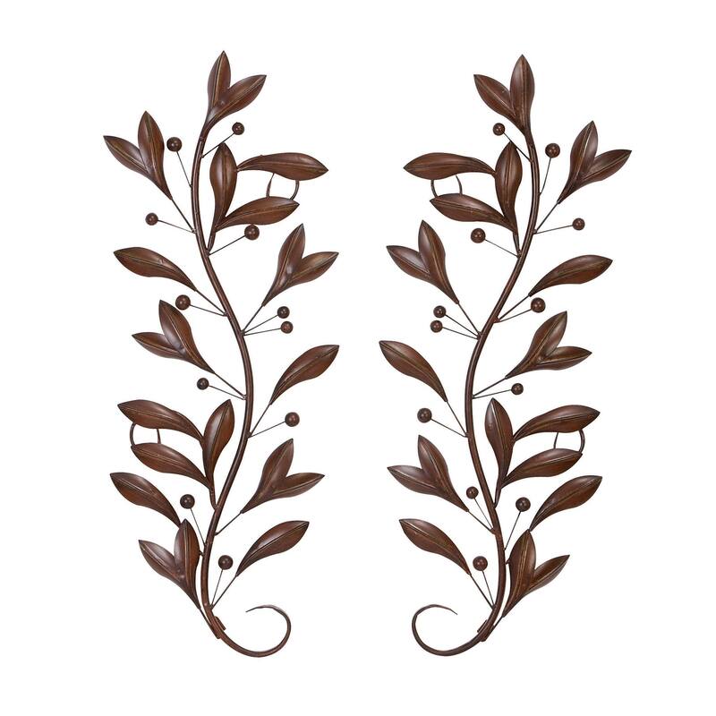 Metal Leaf Vine Home Wall Decor - Set of 2 Brown - Roche River Decor - Brown