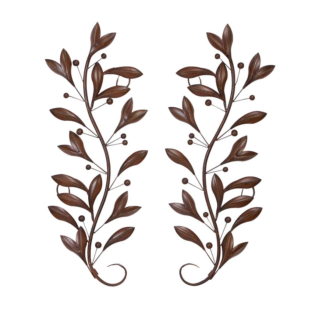 Metal Leaf Vine Home Wall Decor - Set of 2 Brown - Roche River Decor