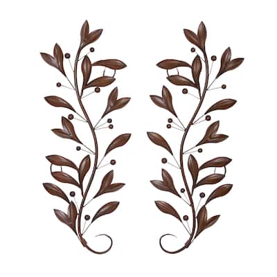 Metal Leaf Vine Home Wall Decor - Set of 2 Brown - Roche River Decor