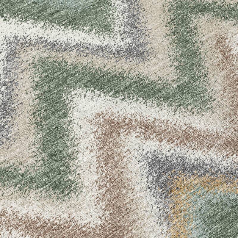 Machine Washable Indoor/ Outdoor Modern Chevron Chantille Rug