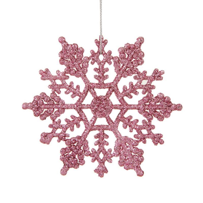 24ct Glitter Snowflake Christmas Ornaments 4"