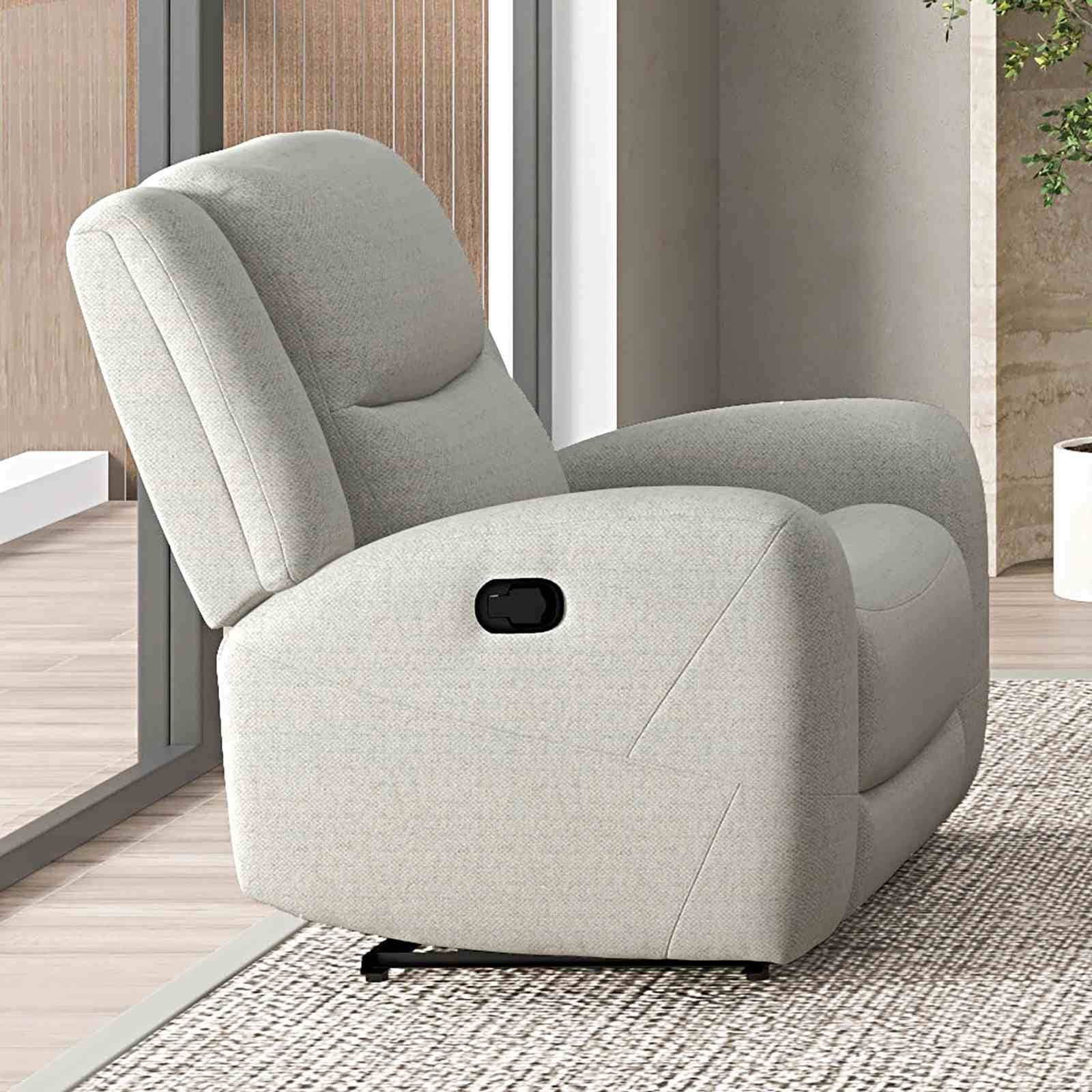 Upholstered Beige Finish Fabric 1pc Manual Recliner Chair