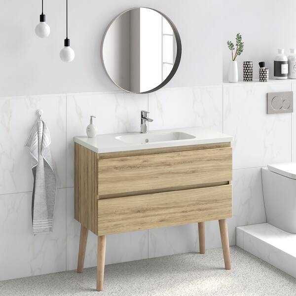 Shop Black Friday Deals On 40 Bathroom Vanity Cabinet Sink Legs Seattle W40 X H35 X D18 In Wf440 Ginger Oak On Sale Overstock 31945987