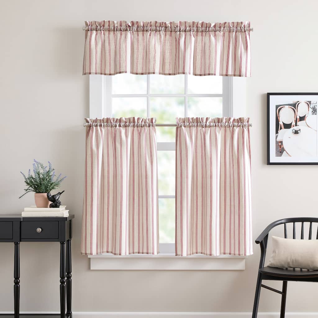 Curtainworks Banner Stripe 3-piece Valance & Tier Set