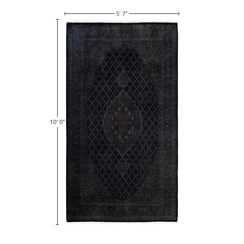 Overdyed One-of-a-Kind Hand-Knotted Area Rug - Black - 5' 7" x 10' 0"