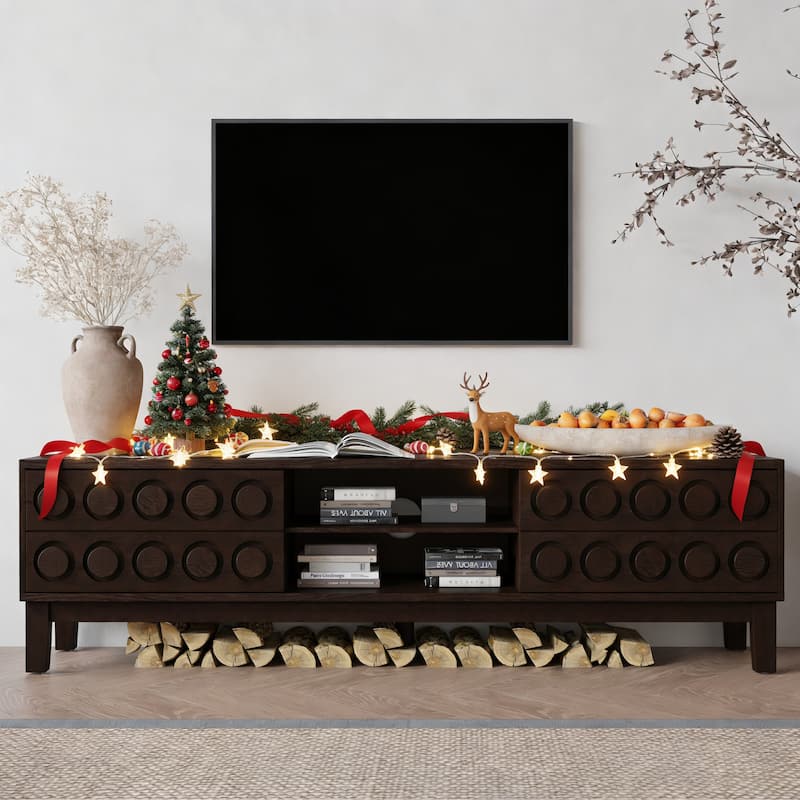 Modern Mid-Century Media Console with 4 Drawers and Cable Management, TV Console Table for TVs up to 75"