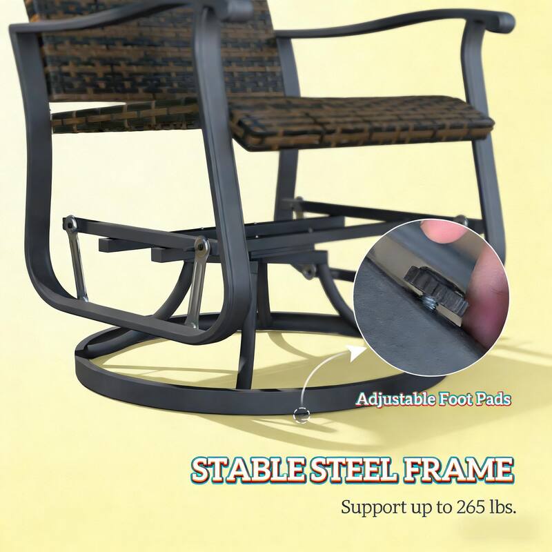 GDFStudio - Sebastian Outdoor Wicker Swivel Glider Chair Set of 2