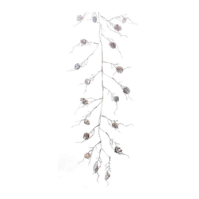 Flocked Pinecone Artificial Christmas Garlands 5.5' x 12" Unlit 2