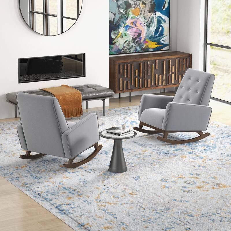 Werman Mid Century Pillow Back Linen Lounge Chair (Set of 2)