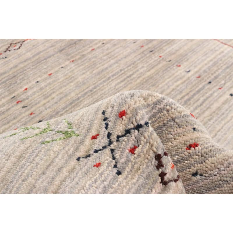ECARPETGALLERY Hand Loomed Kashkuli Gabbeh Grey Wool Rug - 2'9 x 4'10