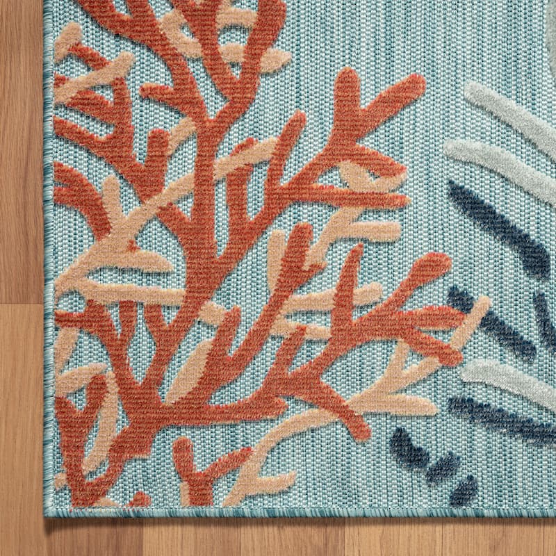 Sevita Coral Reef Textured Coastal Indoor/Outdoor Area Rug