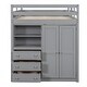 preview thumbnail 6 of 10, Wood Full Size Loft Bed with Wardrobe, Desk, Shelves & Drawers, Space-Saving Loft Bed for Kids, Teens, and Adults