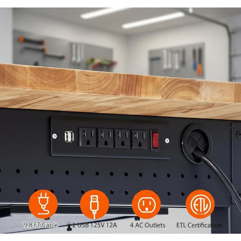 Heavy Duty 60" Adjustable Workbench, with Drawer and Wheel