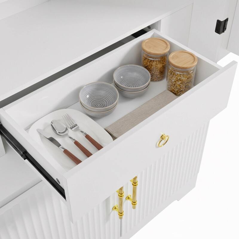 Arched 72" Tall Kitchen Pantry Cabinet with 8 Door Shelves and 3 Adjustable Shelves for Kitchen Storage Solutions