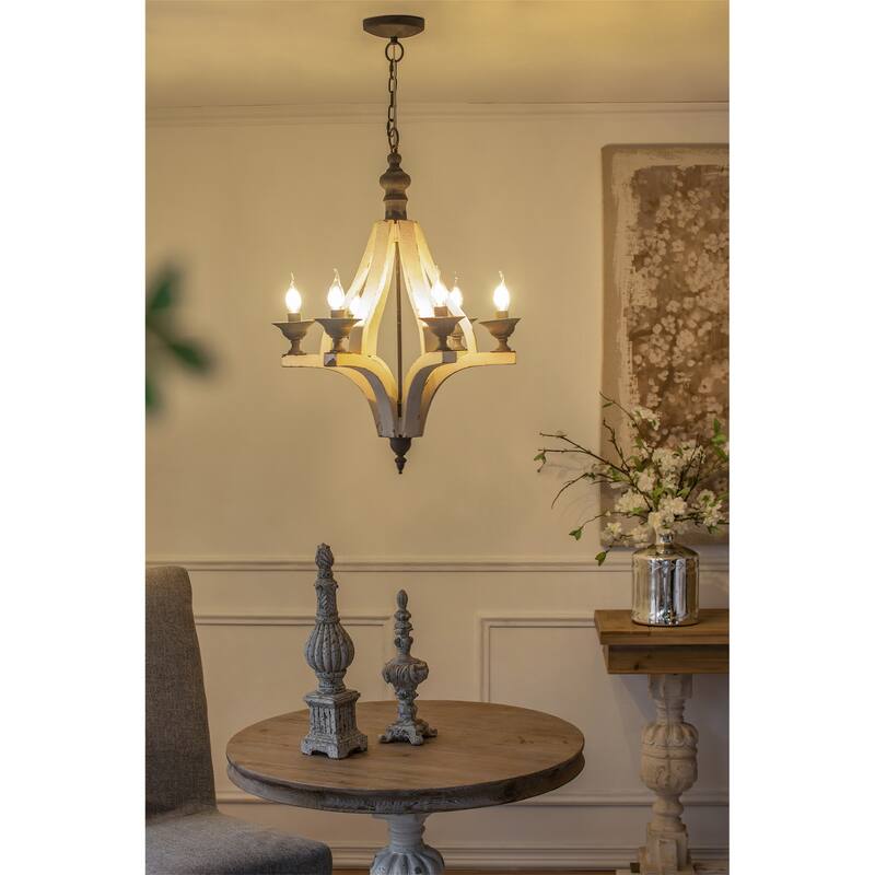 6 - Light Wood Chandelier