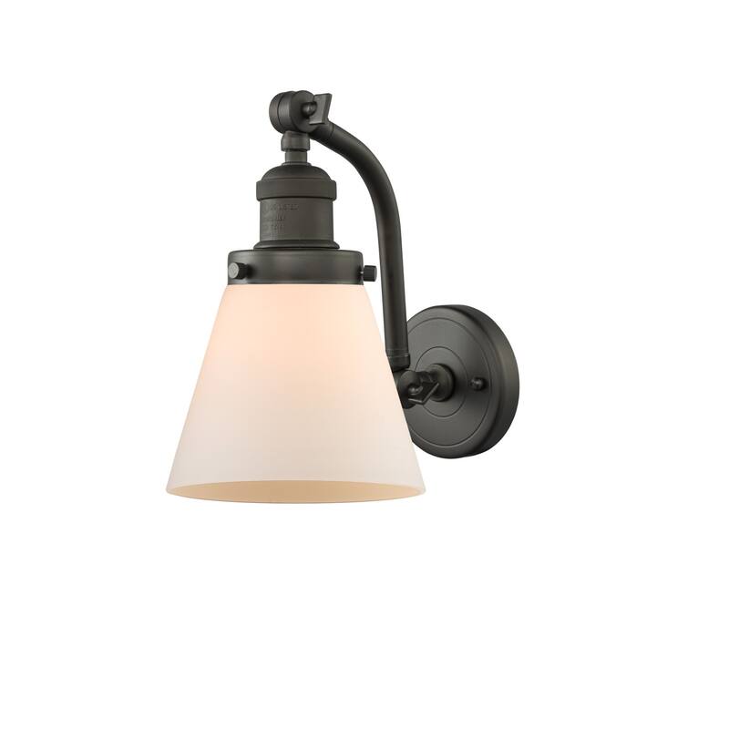 Innovations Lighting Small Cone Single Light 12" Tall Wall Sconce - Oiled Rubbed Bronze / Matte White Cased