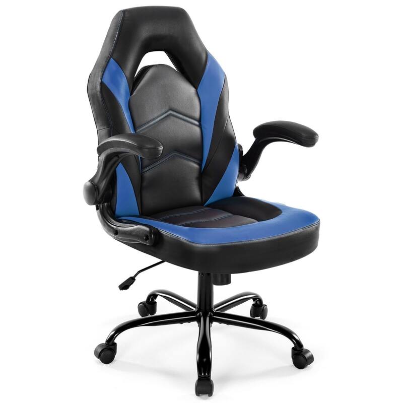 Ergonomic PU Leather Gaming Chair Adjustable Height with Flip-up Armrest for Adults, Kids