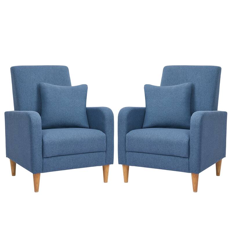 Modern Accent Chair with Pillow & Walnut Legs - Lounge Seat for Living Room, Compact Design