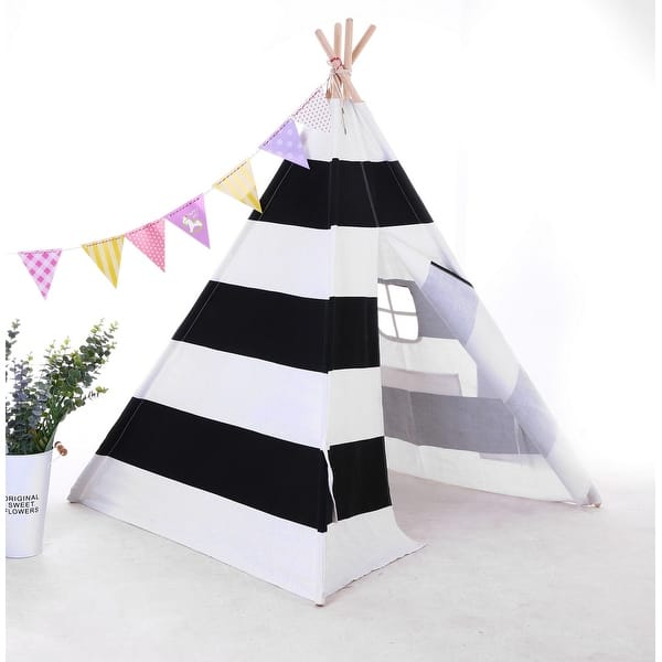 slide 2 of 5, Natural Cotton Canvas Teepee Tent for Kids Indoor & Outdoor Use - 2pc