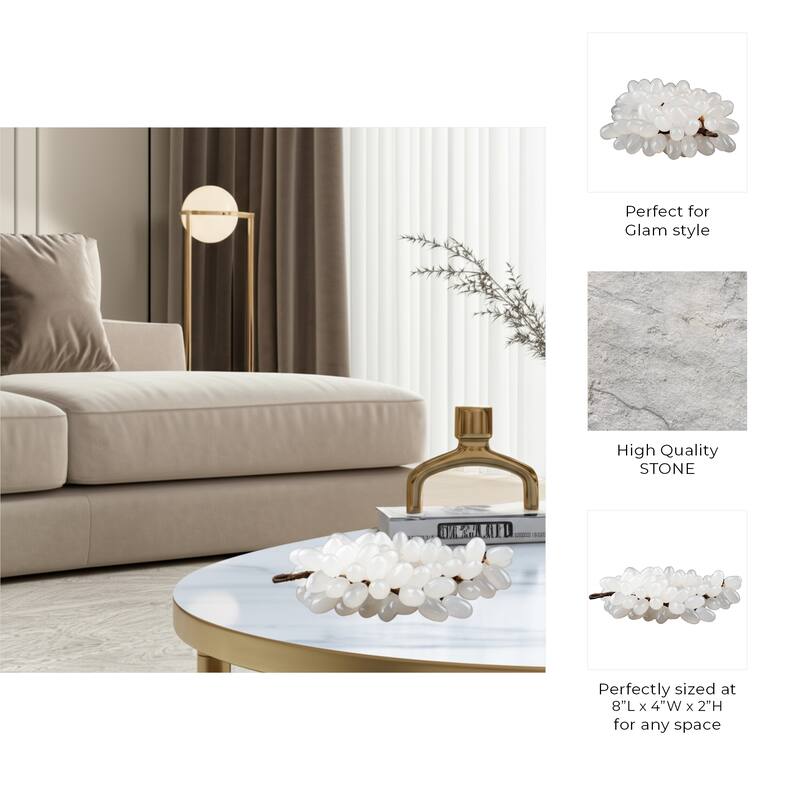 Stone Decorative Object Grape Sculpture Statue Living Room - 2" White - 8" x 4" x 2"