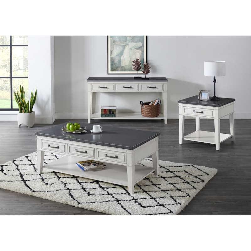 Del Mar 24" White and Grey 1-Drawer End Table