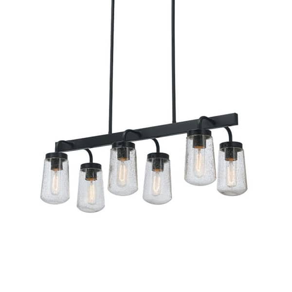 Clear Seeded Glass Shades Matte Black Globe Electric 44243 Tyson 6-Light Outdoor//Indoor Chandelier